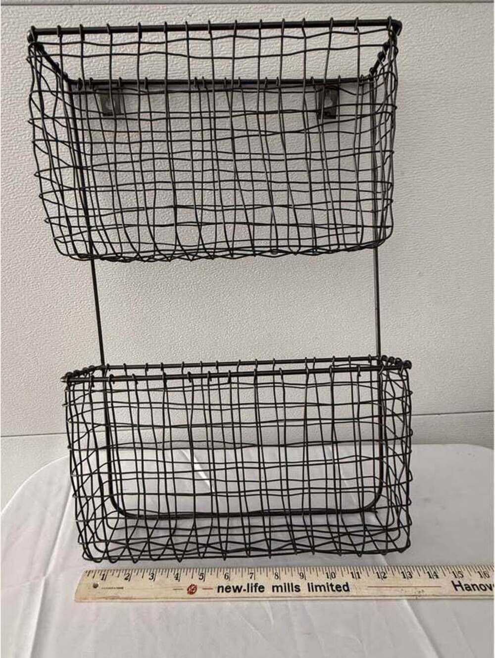 2-Tier Wall Mounted Wire Basket Organizer